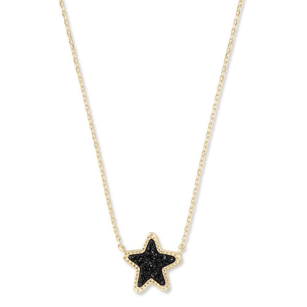 Kendra Scott Jae Star Black Drusy Necklace Gold Plated - Picture 6 of 6